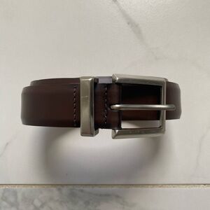To Boot New York Brown Leather Belt 1 1/8” Width Silver Hardware Size 38